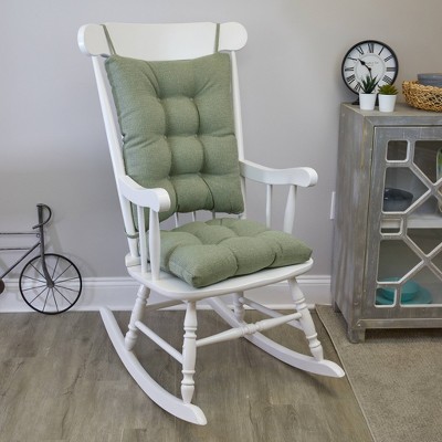 Celadon Green Polyester Rocking Chair Cushion Set with Button Tufts