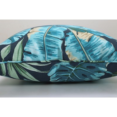 Set of 2 Midnight Blue Botanical Lumbar Throw Pillows