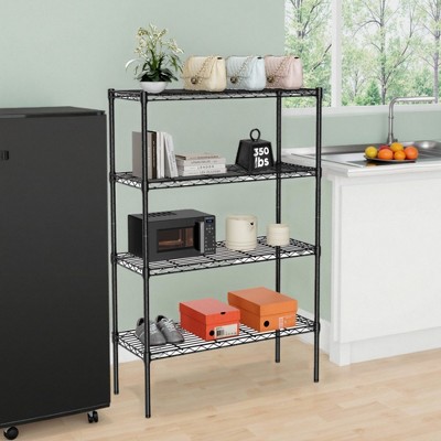 INFURNIC Utility Storage Shelves Standing 4 Tier Adjustable Metal Wire Racks, Storage Shelf Unit, Heavy Duty Shelf Organizer, Black, 13.8"*35.4"*54"