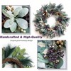 Winter Wreaths for Front Door Indoor Outdoor Decor Artificial Snow Leaves Pine Needles Blueberry Berries Winter Theme - 3 of 4