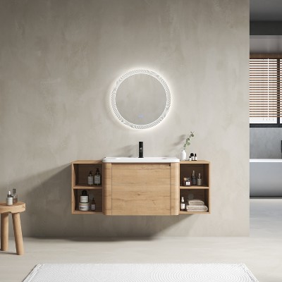 GDFStudio Nibley Wall-Mounted Bathroom Vanity with Ceramic Sink