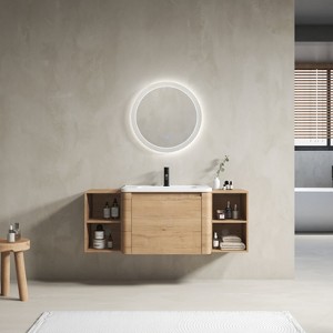 GDFStudio Nibley Wall-Mounted Bathroom Vanity with Ceramic Sink - 1 of 4