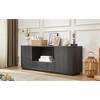 64" Modern Wavy TV Stand with Rounded Corners, Vertical Stripe Wooden Storage Cabinet and Sideboard for Living Room - 4 of 4