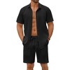 COOFANDY Mens Beach Outfits 2 Piece Sets Casual Short Sleeve Button Down Summer Textured Shirt - 2 of 4
