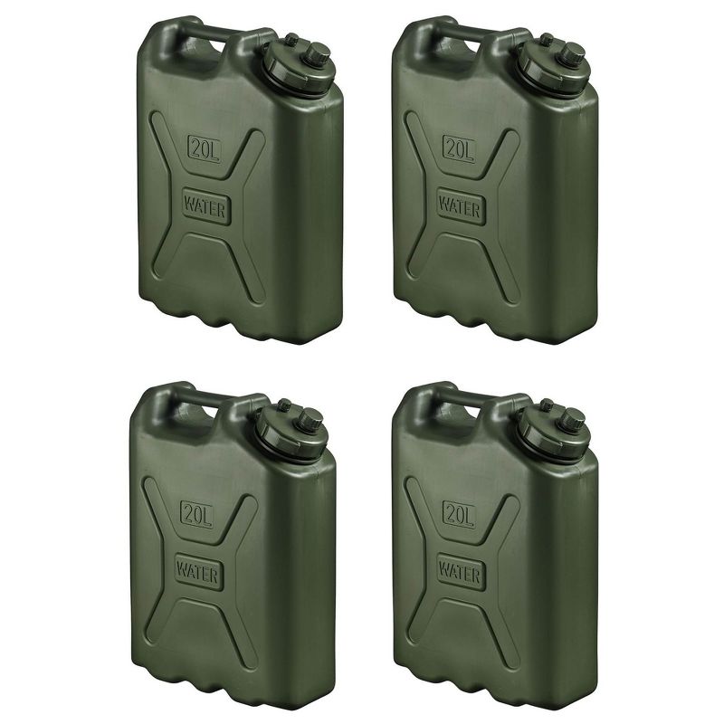Scepter BPA Durable 5 Gallon 20 Liter Portable Military Water Storage Container for Camping, Outdoors and Emergency Management, Green (4 Pack), 1 of 7