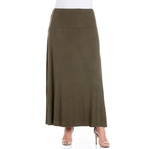 24seven Comfort Apparel Women s Plus Women s Maxi Skirt Olive 6X