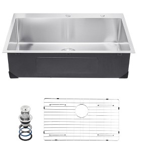 VEVOR 33 inch Kitchen Sink Workstation, 304 Stainless Steel Top Mount Sinks, Drop-In Single Bowl Farmhouse Basin with Accessories, Silver - 1 of 4
