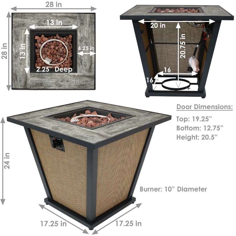 Sunnydaze Reykir Modern Smokeless Metal Outdoor Fire Pit with Tile Tabletop and Rafa Fabric Sides - 24" H, 5 of 15
