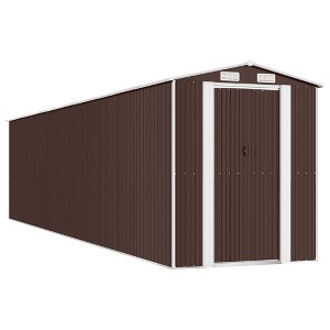 vidaXL Garden Shed Dark brown Galvanized steel Large Garden Shed - 1 of 4