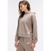 Peloton Women's Waffle Snap Pull Over Hoodie, Taupe Grey - 2 of 4