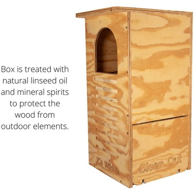 Natural Pine Barred Owl Nesting Box with Clean Out Door