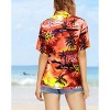 LA LEELA Button Down Shirt for Women Summer Beach Short Sleeve Tropical Vacation Hawaiian T-Shirt Coverup Dress Shirts Tops for Women - 3 of 4