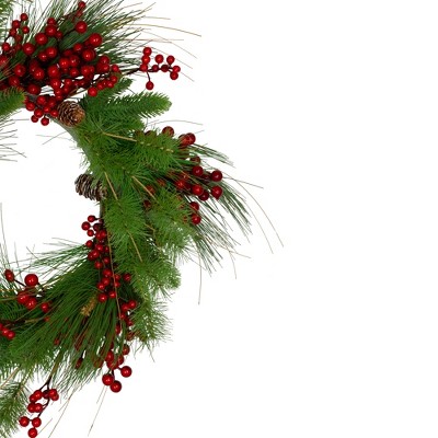 24-Inch Red Berry and Pinecone Artificial Christmas Wreath