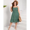 Plus Size Summer Dresses Women's Sleeveless Square Neck Smocked Flowy Ruffle A Line Maxi Dress - 2 of 4