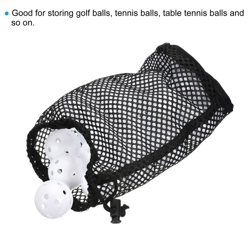 Unique Bargains Nylon Drawstring Cord Lock Closure Mesh Golf Ball Bag Black 2 Pcs, 5 of 6