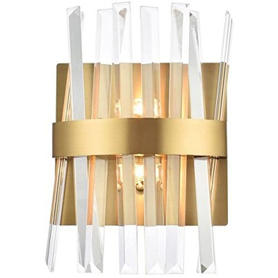 Satin Gold and Crystal 2-Light Dimmable Vanity Sconce