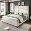AMERLIFE Size 62" Corduroy Upholstered Bed Frame Extra Tall Wingback Headboard - 4 of 4