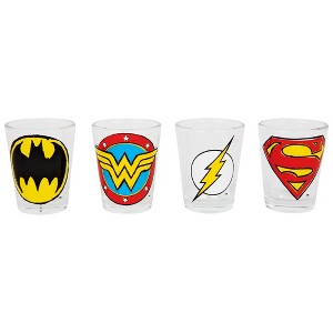 Adult DC Comics Sketch Logo 4pc Shot Glass Set - 1 of 4