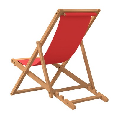 Ruby Red Teak Collapsible Outdoor Beach Chair