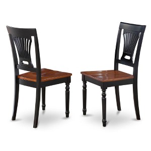 East West Furniture,Plainville Kitchen dining Chair with Wood Seat - Black & Cherry Finish., Set of 2 - 1 of 3