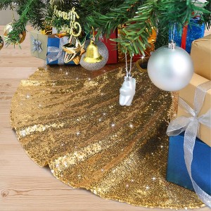 Wikineon Gold Tree Skirts Christmas Tree Skirt Sequence Christmas Tree Skirts Round 36inch Sequin Tree Skirts Personalized Xmas Decor Home Decor - 1 of 4