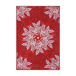 Christmas Snowflake Area Rug, Washable Non Slip Low Pile Soft Floor Carpet, Non-Shedding Throw Rug for Living Room, Bedroom - 1 of 4