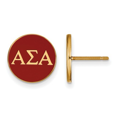 Black Bow Jewelry 14k Yellow Gold Plated Sterling Silver Alpha Sigma Alpha Greek Life Stud Earring - image 1 of 3