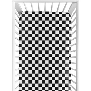 Sweet Jojo Designs Boy, Girl, Unisex/Gender Neutral Baby Fitted Crib Sheet Gingham Checkered Plaid Black and White - 1 of 4