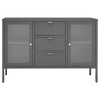 vidaXL Sideboard Anthracite 41.3 in.x13.8 in.x27.6 in. Steel and Tempered Glass - 3 of 4