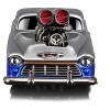 1955 Chevrolet Cameo Pickup Truck Gray and Blue Metallic with Flames 1/64 Diecast Model Car by Muscle Machines - 4 of 4
