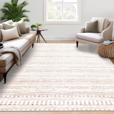 Geometric Boho Area Rug Washable Living Room Throw Carpet Low Pile Non-Slip Rug