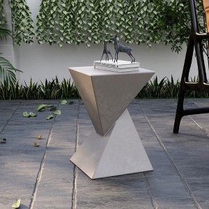 LeisureMod Side Table Square Fiberstone Night Stand Accent Table Glint Series - 1 of 4