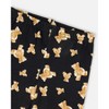 Deux par Deux Girl Jersey Leggings Black Teddy Bear Print - 3 of 4
