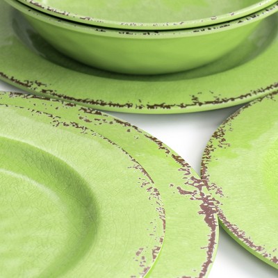 Gibson Mauna Green Melamine 12-Piece Dinnerware Set