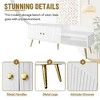 PAGED Modern Shoe Bench with Backrest, Storage Bench with 5 Metal Legs, 2-Door Ottoman with Storage, Upholstered Cushions Entryway Bench - 4 of 4
