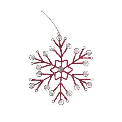 Gallerie II Red Tinsel Snowflake Christmas Xmas Ornament