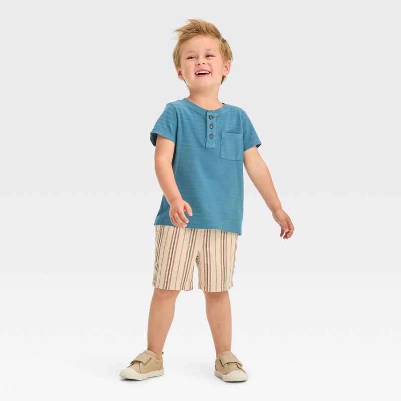 Toddler Boys' Striped Chambray Pull-On Shorts - Cat & Jack™, 3 of 4