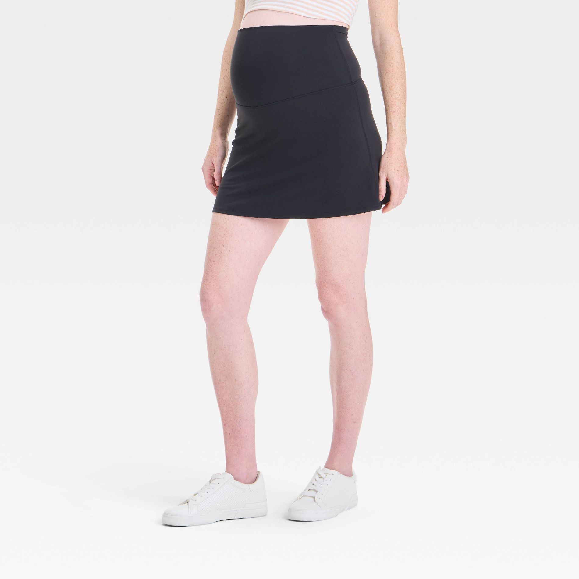 Active Mini Maternity Skort - Isabel Maternity by Ingrid & Isabel™ Black XS: High Rise, Built-in Shorts, Lightweight, Pull-On