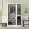 TIRAMISUBEST 3-Door Shutter Wardrobe Closet with Hanging Rod, Modern Bedroom Armoire with Storage Shelves and 3 Doors - 2 of 4