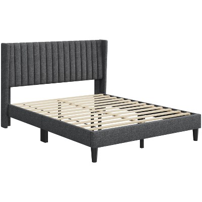 Yaheetech Upholstered Bed Frame with Wing Side