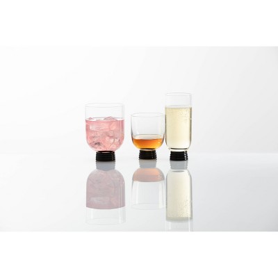 Trevi 17.6oz Clear Glassware Set with Black Base, Set of 4