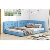 L-Shaped Corner Daybed Upholstered Daybed Sofa Bed with USB Ports, Linen Tufted Platform Bed Frame with Headboard - 3 of 4