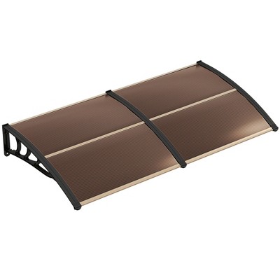 Costway 80x40 Patio Awning Canopy – Polycarbonate & Aluminum, Coffee Finish