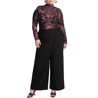ELOQUII Women's Plus Size Wrap Over Trouser