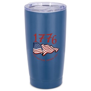 Elanze Designs 20 oz Stainless Steel On the Go Insulated Travel Tumbler With Push Top Lid, 1776 American Flag One Nation Under God Blue - 1 of 4