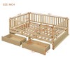 CAVINAS Full Size Wood Montessori Bed with 2 Drawers and Safety Guardrails,Modern Floor Bed Can Split Into 2 Beds,Toddler Bed for Bedroom - 3 of 4