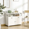 NicBex 39.3"/41.75" 2-Doors Sideboard,Kitchen Storage Cabinets with Large Tabletop for Kitchen and Dining Room,White/Gray - 2 of 4