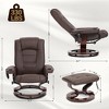 Bosmiller Massage Recliner with Ottoman Swivel Wood Base, Adjustable Recline, Faux Leather Lounge Chair with Footrest for Living Room and Bedroom - 2 of 4