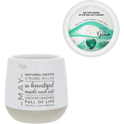 Pavilion Gift Company - May - 11 oz - 100% Soy Wax Reveal Candle with Birthstone Scent: Tranquility - Flame Candles