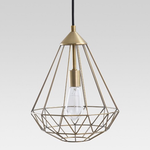 Entenza Faceted Geometric Pendant Ceiling Light Brass Includes Energy Efficient Light Bulb Project 62